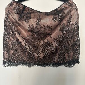 Victoria's Secret Black Lace Slip Skirt with Nude Lining
